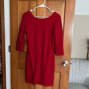 Ronni Nicole Red Lace Long Sleeve Dress